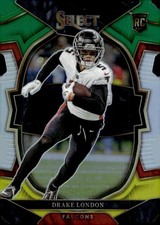 2022 Panini Select #35 Drake London Green and Yellow Prizm Die Cut