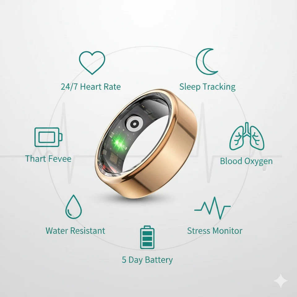 Colmi R2 Smart Ring Fitness Tracker | Health & Sleep Monitor for iOS Android - Immagine 2 di 4