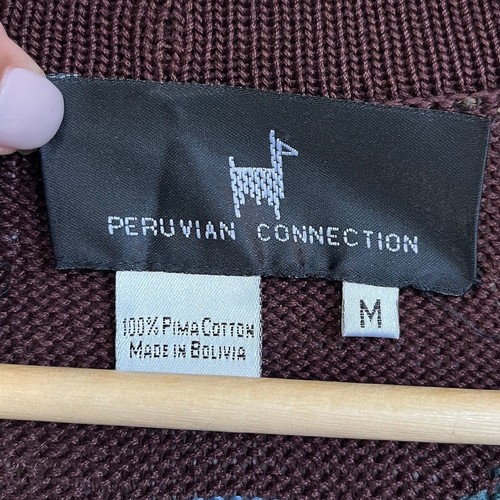 Peruvian Connection Women Sweater Jacket Medium Brown Artsy Lagenlook Boho Lagom - Picture 8 of 10