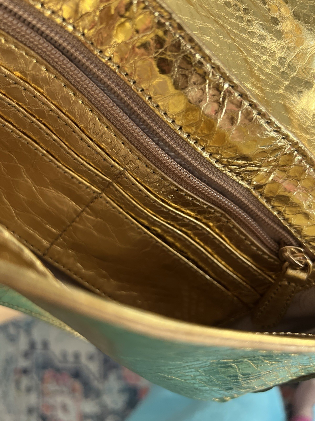 Michael Kors Gold Soft Python Leather Fulton Smal… - image 12