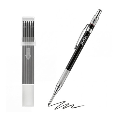 2mm Tieflochmarker Bleistift Schwarz 12 Minen Anspitzer für Holz Metall, 13