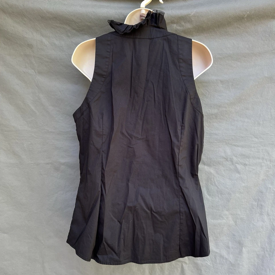 Blusa White House Black Market malha babado plissada carnaval steampunk tamanho 12 - Imagem 2 de 4