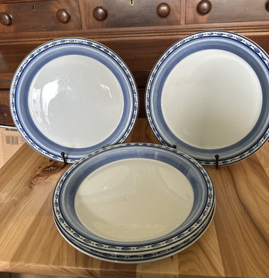 Dansk  Bistro Cafe  Belgian Blue  Porcelain Salad Plates 8¾''  Made In Portugal