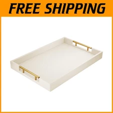Large Ottoman Tray with Polished Metal Handles