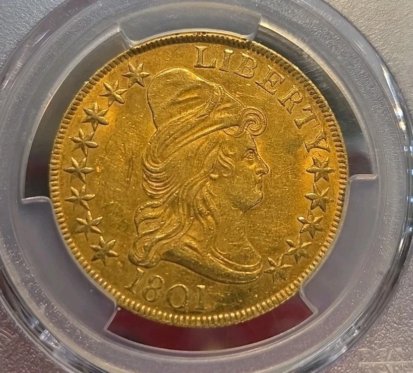 1801 Cap Bust Right Gold Eagle $10 PCGS UNC Detail. Super +