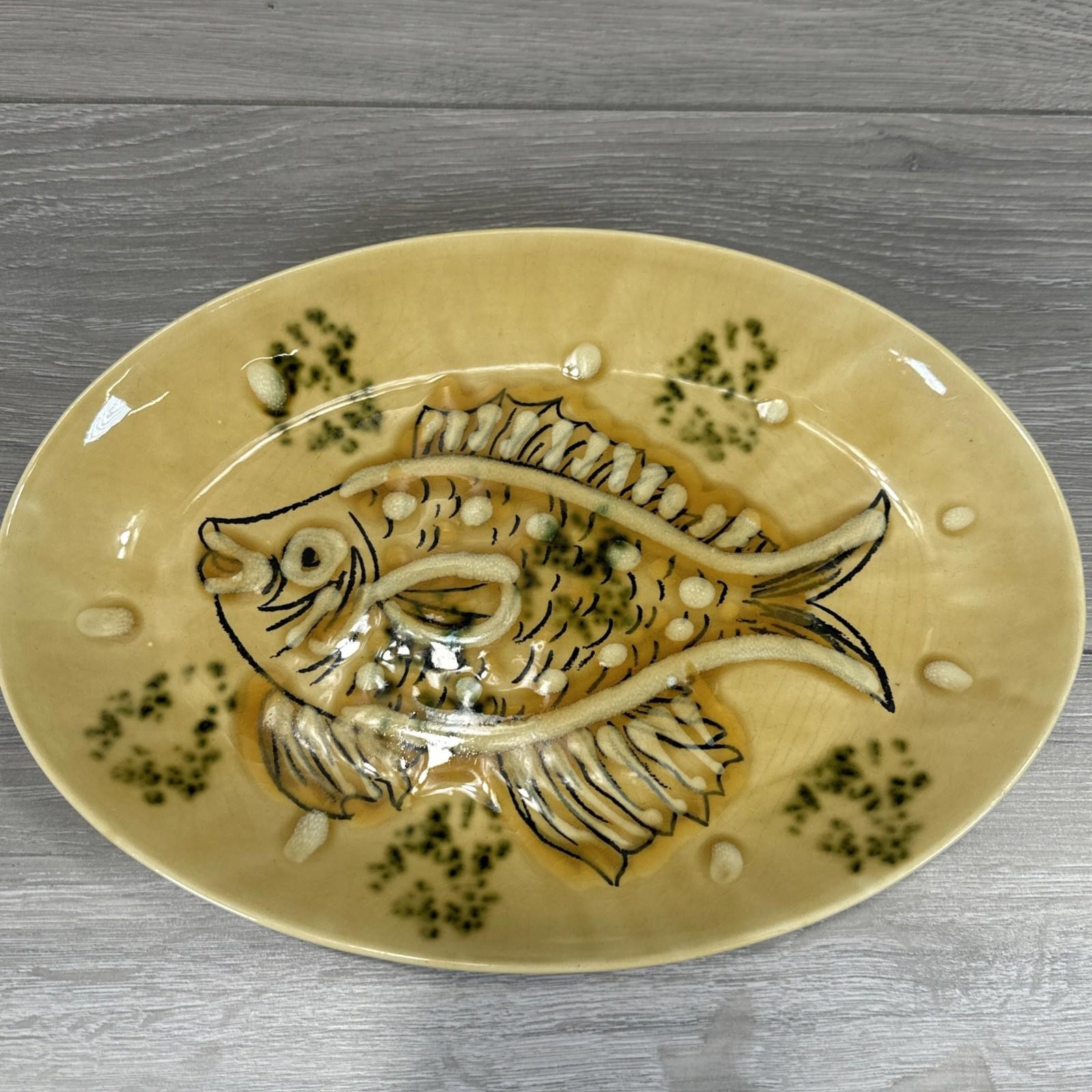 Vintage SADO International Portugal Hand-painted Fish Plate Platter Serving Dish image 2