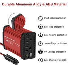Red GELOO 300W Power Inverter DC 12V to 110V AC Car Inverter SGR-NX3011SK-6 NIB