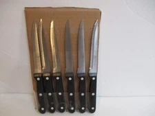 6 Pieces Steak Knives Set Allwin-Houseware - Stainless w  Black Handles