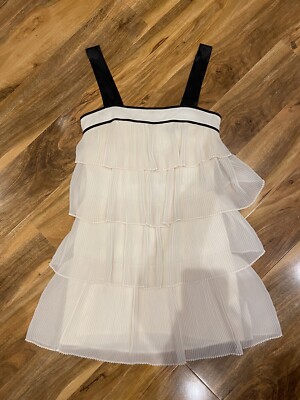 French Connection Short Layered Dress Cream And Black Size