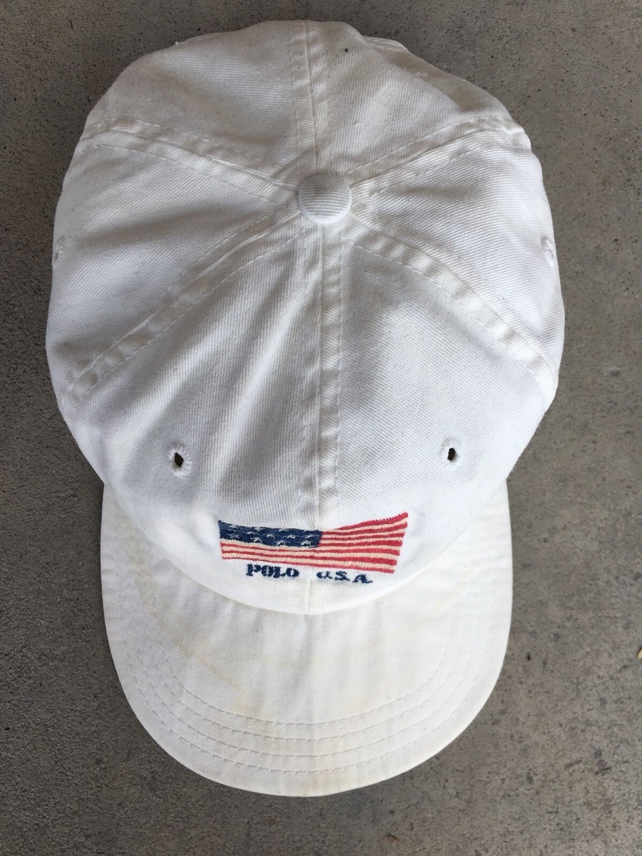 Vintage Polo Ralph Lauren Flag Cap Hat Made In USA Sport RRL