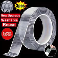 3PCS Strong Adhesive Double Sided Tape Heavy Duty,Super Clear Thin Two Sided US