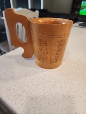 Russia USSR Wood Mug Coffee Cup Vintage Russian Souvenir Stein Beer