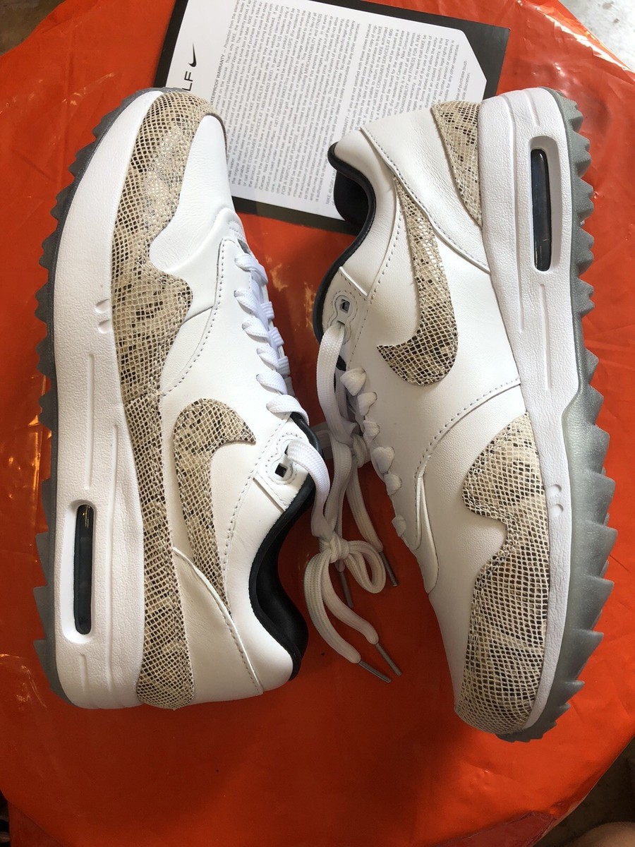 シューズ(男性用) NIKE AIR MAX 1 GOLF NRG SNAKESKIN US7.5 Nike Air Max 1 G NRG TXT Men Golf Shoe White Grey Snakeskin