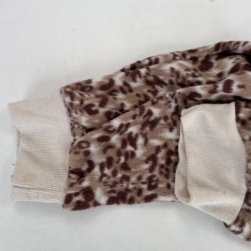 TU Pyjama mittlerer Overall Vliesbraun Leopardendruck - Bild 4 von 12