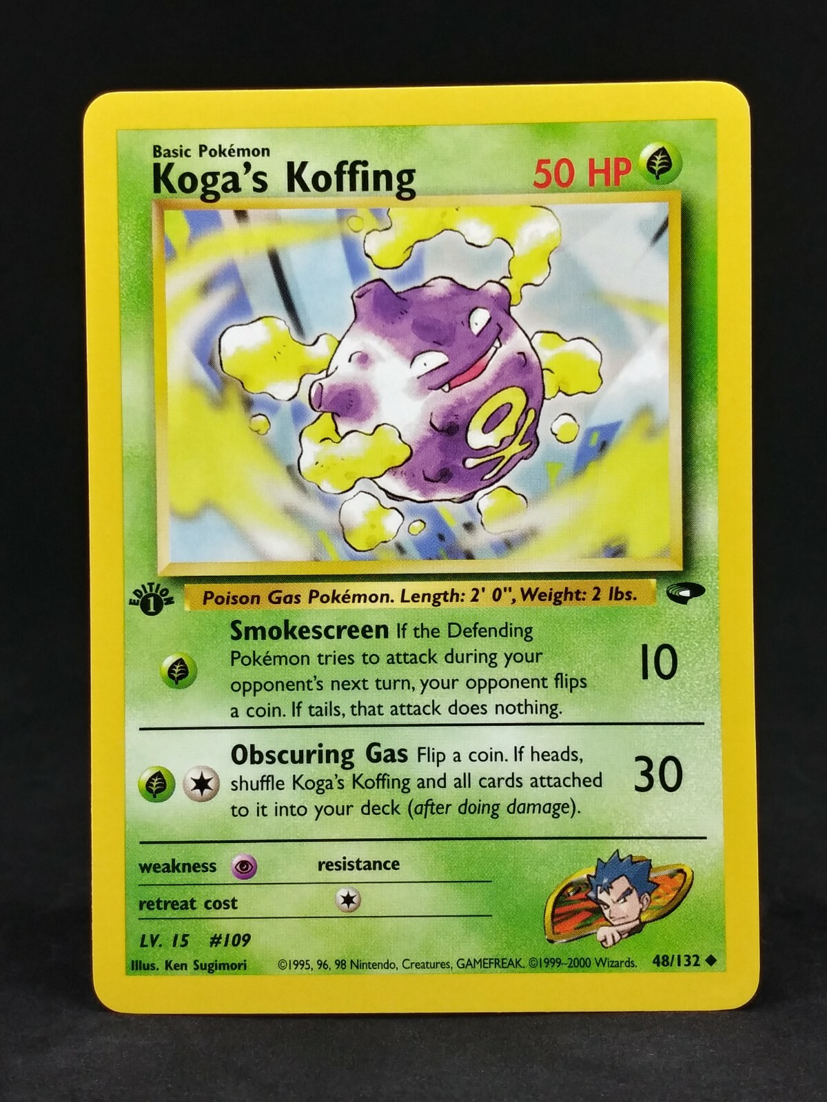 Gym Challenge 1st Edition Koga's Koffing #48. NM 😷 2000 WotC Pokemon card.