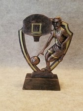 Male Basketball Shield Shaped Resin Trophy - with a free personalized plaque