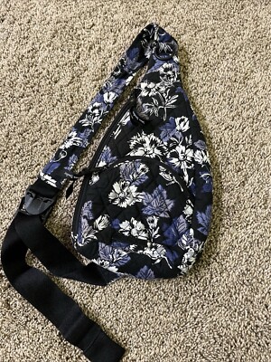 Vera Bradley Compact Sling Backpack Frosted Floral Black 
