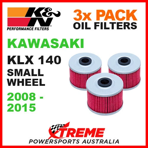 3 PACK K N MX OIL FILTERS KAWASAKI KLX140 KLX 140 SMALL WHEEL 2008 2015 KN 112