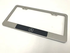 1 pc [MERCEDES LOGO] Box Style STAINLESS STEEL CHROME License Plate Frame