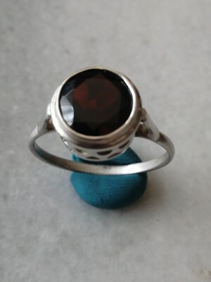 Vintage Rare Silver 875- USSR Ring With Natural Garnet  - 4 kt, US- 11,5