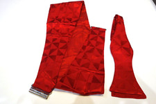 Tuxedo cumberbund bow tie 100 silk set Red Jacquard Check