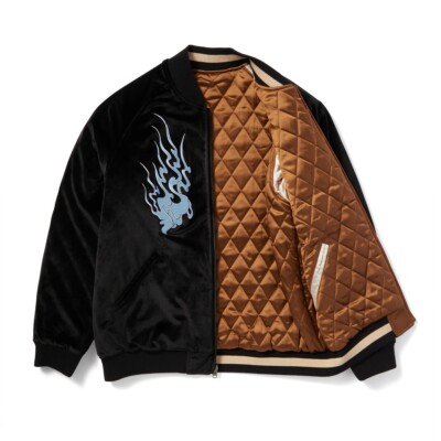 Huf Destructive Skajyan Reversible Bomber Jacket Y2K Fire & Water