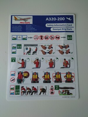 Pegasus Airlines Airbus A320 Rev2 Safety Card UK