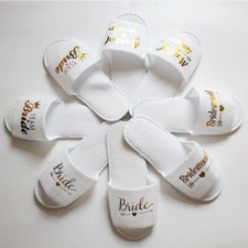 UK Disposable Bride Bridesmaid Bridal Hen Wedding Sparkling Gold Party Slippers
