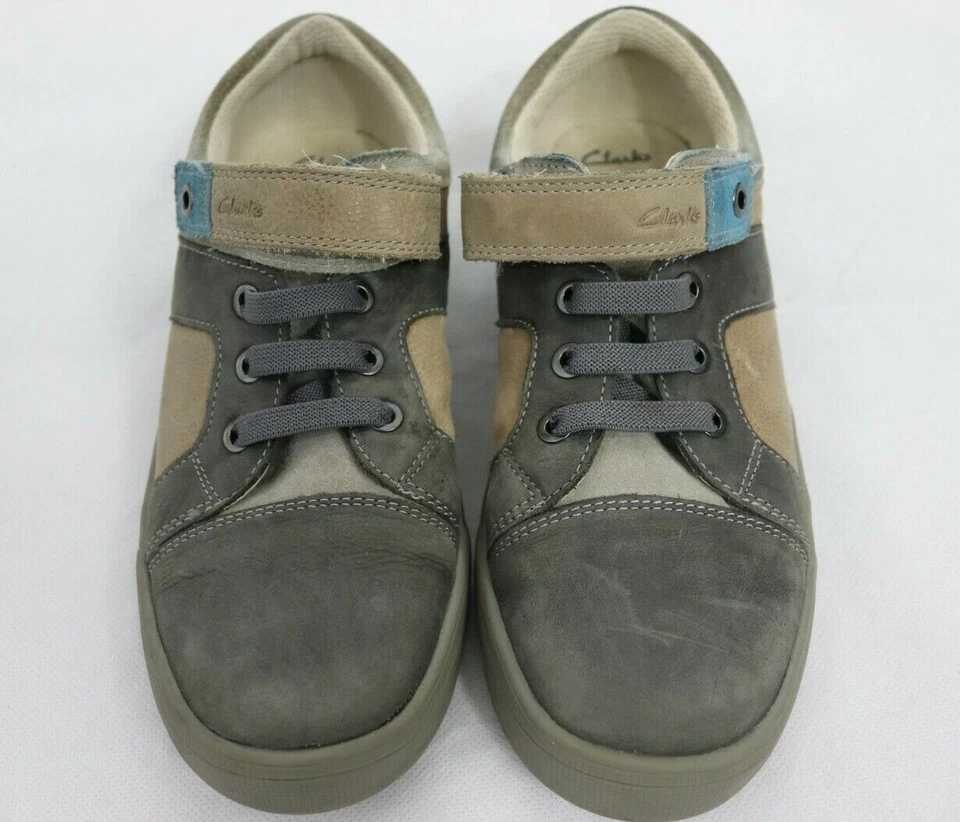 Clarks Round Toe Leather Boys Sneakers Shoes Grey Junior 4.5 Wide US - Image 2 of 4