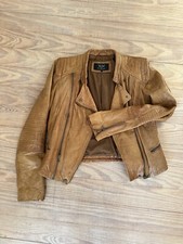 • Zara • Lässige Biker Leder Jacke Cognac Caramel Braun M Blogger Style TOP