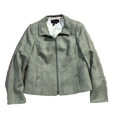 Nina Mclemore 100 Lambs Wool Plaid Women Blazer, Jacket 100 Silk Lining sz 6