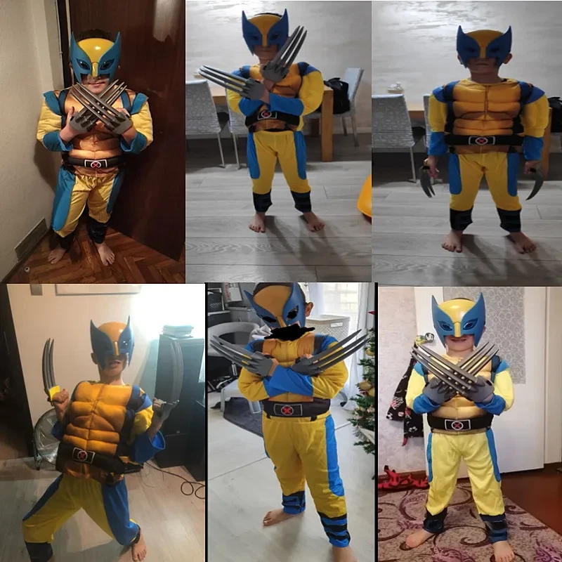 Niños Wolverine Disfraz Juegos con disfraces Mono Garra Niños Halloween Fiesta Disfraz Elegante Foto 4 de 4