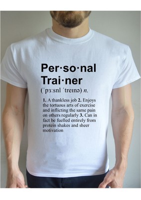 PERSONAL Trainer definizione Allenamento Da Uomo Scherzo Divertente T SHIRT  STAMPATA esercizio | eBay
