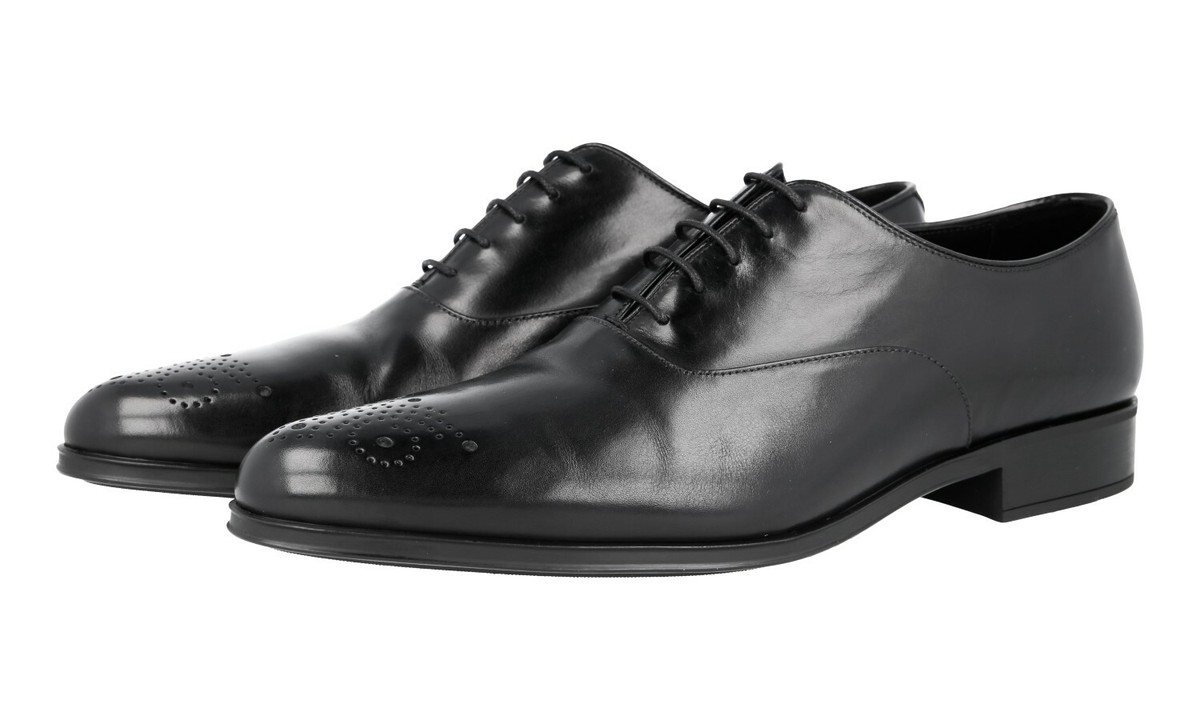 PRADA Brogue Oxford Dress Shoes - 2EA141 - Black Pointed NEW  display picture 2