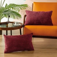 CaliTime Pack of 2 Comfy Pillow Covers Cases for Couch Sofa Bed Decoration 12X20