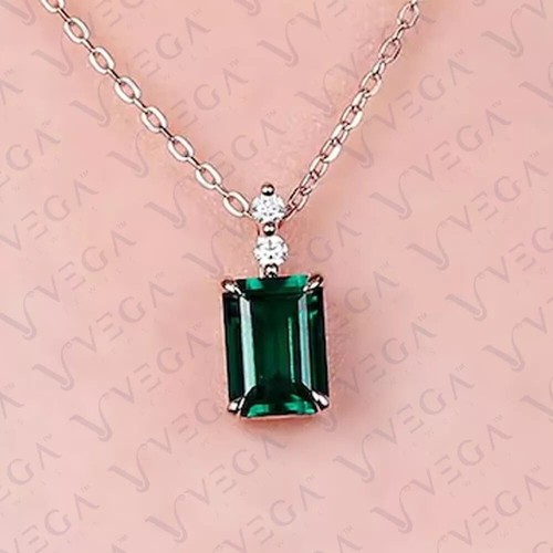 5.20ct Emerald Cut Natural Emerald Diamond Solid 14K Rose Gold Pendant No Chain - Picture 4 of 19