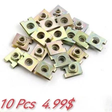 10x Copper Tone Metal Spring UType Plate Nut Speed Clip M6 For Car Panel-Defense