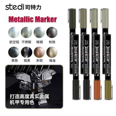 Stedi 8pcs Metallic Marker Pen Pointed / Flat Tip Model Touch-up Paint Marker