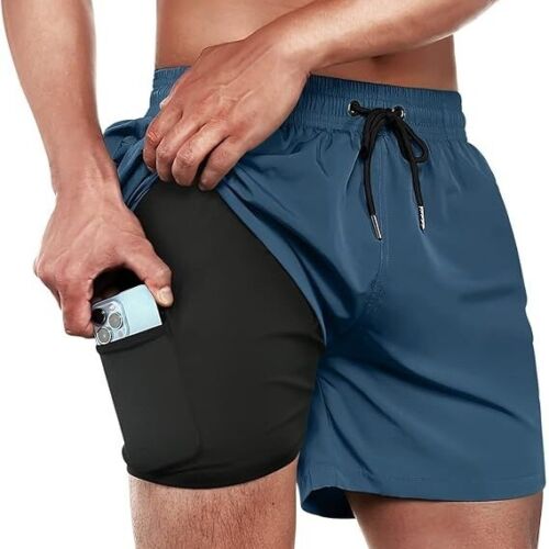 NWT Brisira Swim Shorts 5" Mens XL 36 Compression Liner Quick Dry Stretch Trunks