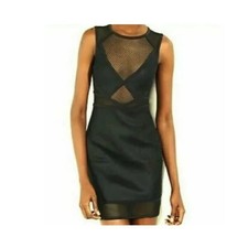 Express Black Mesh Insert Bodycon Cage Fisnet Dress, Size Medium
