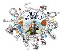 Alice in Wonderland Themed Multicharm Metal Charm Bracelet