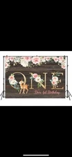 One Deer Ful Girls 1st Birthday Backdrop