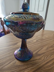Vintage Blue Carnival Glass | eBay