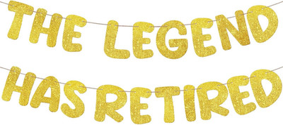 Pre Strung the Legend Has Retired Glitter Banner 9.8 ft Retirement Banner Retire