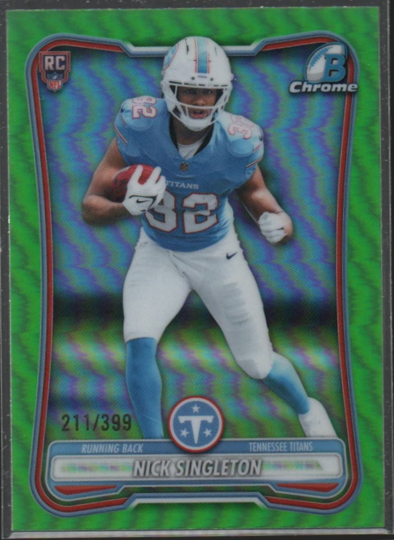 2026 Bowman Nick Singleton #BCV-147 Chrome NFL Neon Green Refractor /399 RC