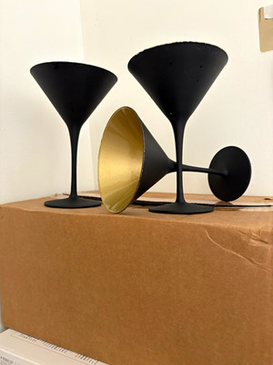 Set of 2 Black & Gold Cone Wall Sconce Light Fixtures for Indoor Use