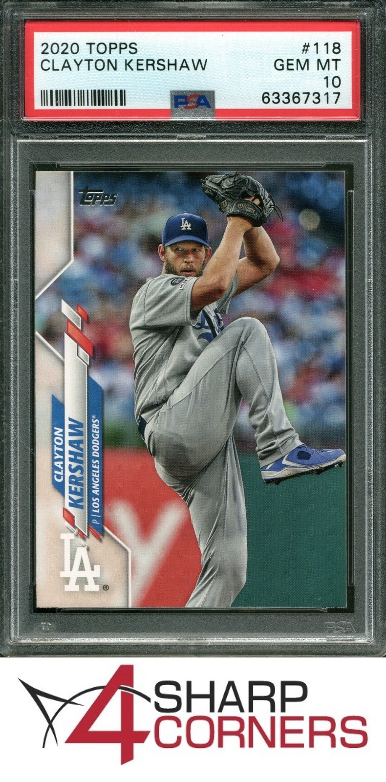 2020 TOPPS #118 CLAYTON KERSHAW DODGERS PSA 10