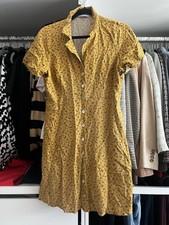 Women’s Madewell Yellow Floral Buttonup Dress With Pockets Size Small