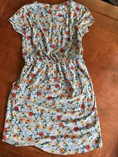 LuLaRoe Girls A-Line Floral Knit Dress Size 6 Blue Short Sleeve Knee Length