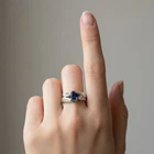 Minimalist Blue Sapphire Oval 0.95Ct 925 Sterling Silver Handmade Rings Size 6.5